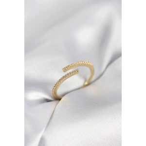 Gold Renk Zirkon Taşlı Yılan Tarz Kadın Yüzük