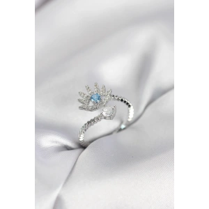 Gümüş Renk Göz Model Zirkon Taşlı Kadın Yüzük