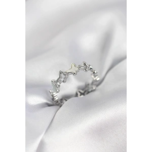 Gümüş Renk Kelebek Model Pirinç Kadın Yüzük