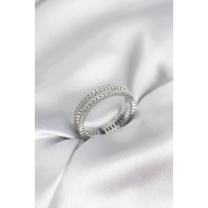 Gümüş Renk Minimal Zirkon Taşlı Kadın Yüzük