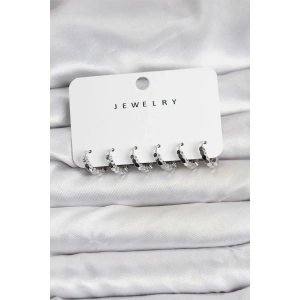 Gümüş Renk Pirinç Minimal Petek Detaylı Kadın Küpe Seti