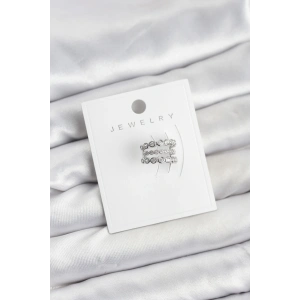 Gümüş Renk Zirkon Taşlı Pirinç Kıkırdak Earcuff Küpe