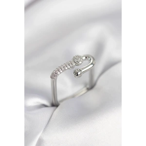 Gümüş Renk Zirkon Taşlı Tifani Model Kare Kadın Yüzük