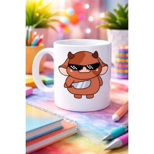 Havalı İnek Figürlü Porselen Kupa MODEL 95 – Eğlenceli Tasarım Ofis & Ev İçin Özel Kupa