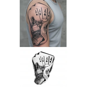 İskambil Dolar Zar Geçici Dövme Şablonu Büyük Boy