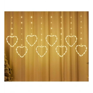 Kalpli Perde LED Işıklar, Sevgililer Günü Romantik LED Aydınlatma