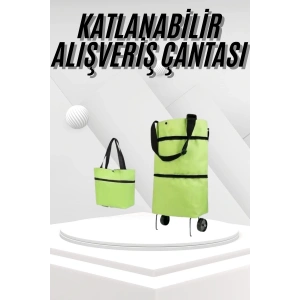 Katlanabilir Tekerlekli Pazar Market Çarşı Arabası Market Alışveriş Çantası