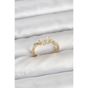 Kelebek Model Gold Renk Pirinç Kadın Yüzük