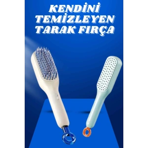 Kendi Kendini Temizleyen Otomatik Tuşlu Saç Tarağı Dolaşık Açıcı Masaj Fırçası Silikon Fırça