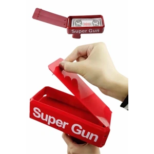 Kırmızı Parti Oyuncağı Para Saçma Fırlatma Tabancası Makinesi Super Money