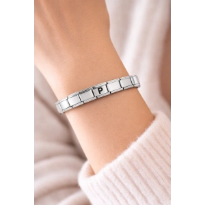 Kişiye Özel P Harfli Çelik Bileklik – İtalyan Charm Bilezik, Ayarlanabilir Zarif Model