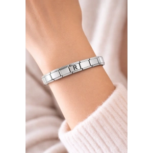 Kişiye Özel R Harfli Çelik Bileklik – İtalyan Charm Bilezik, Ayarlanabilir Zarif Tasarım