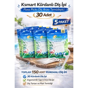 Ksmart Kürdanlı Diş İpi 30 Adet Floss Picks Diş Arası Temizleyici 5 Paket
