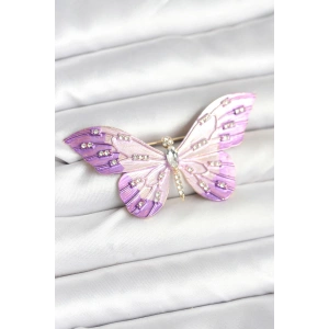 Lila Renk Kelebek Model Broş