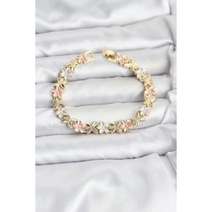 Lotus Model Pirinç Gold ve Pembe Renk Kadın Bileklik
