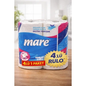Mare Tuvalet Kağıdı 4 Rulo 1 Paket Ekstra Yumuşak Çift Katlı Dayanıklı Tuvalet Kağıdı