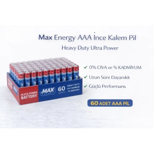 Max Energy AAA İnce Kalem Pil 1.5V R03 Heavy Duty Ultra Power 4 lü 15 Paket