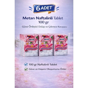 Metan Naftalinli Tablet 100 gr Güve Önleyici Dolap ve Çekmece Koruyucu 6 Adet