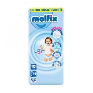 Molfix Bebek Bezi Ultra Fırsat Paketi 6 Beden 15+ Kg 62 Adet