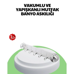 Mutfak ve Banyo Askılığı Vakumlu Yapışkanlı 5 Askı Bölmeli