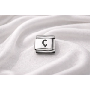 Nomination Uyumlu Ç Harfi Charm – Çelik Harfli Bileklik Aksesuarı , Kişiye Özel Modüler Takı