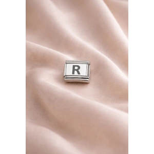 Nomination Uyumlu “R” Harf Charm – Çelik Bileklik Modülü, Kişiye Özel Harf Aksesuarı