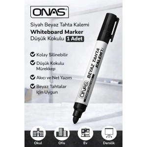 Onas Siyah Beyaz Tahta Kalemi Whiteboard Marker Düşük Kokulu 1 Adet