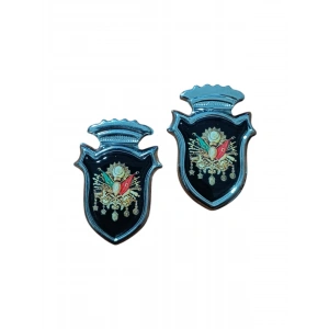 Osmanlı Devlet Arması Damla Etiket Krom Siyah 2'li