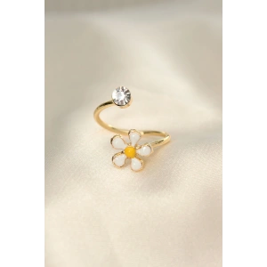 Papatya Tasarımlı Zirkon Taşlı Ayarlanabilir Yüzük