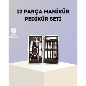 Paslanmaz Çelik Çok Fonksiyonlu 12 Manikür Seti