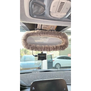 Peluş Dikiz Ayna Kılıfı Süs Gri