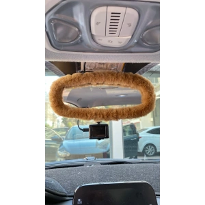 Peluş Dikiz Ayna Kılıfı Süs Kahverengi