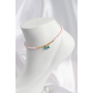 Pembe Renk Boncuklu Balık Figürlü Halhal