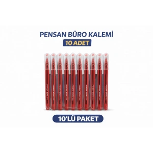 Pensan Büro 2270 Kırmızı Tükenmez Kalem 1.0 mm Medium Yerli Üretim 10 Adet