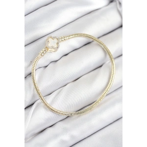 Pirinç Charm Zirkon Taşlı Yonca Model Gold Renk Kadın Bileklik