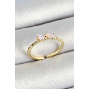 Pirinç Fiyonk Figürlü Zirkon Taşlı Gold Renk Ayarlanabilir Kadın Yüzük