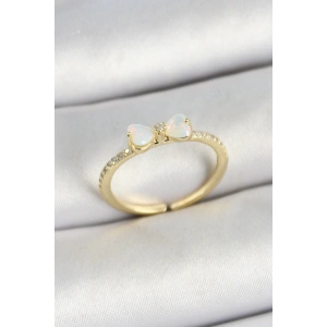 Pirinç Fiyonk Figürlü Zirkon Taşlı Gold Renk Ayarlanabilir Kadın Yüzük