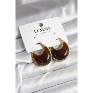 Pirinç Gold Kahverengi Renk Vintage Kadın Küpe