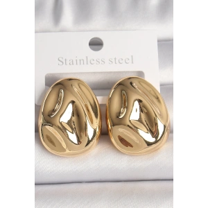 Pirinç Gold Renk İşlemeli Damla Model Kadın Küpe