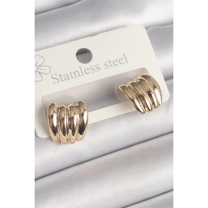 Pirinç Gold Renk İşlemeli Yarım Halka Model Kadın Küpe