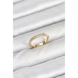 Pirinç Gold Renk Kemik Model Zirkon Taşlı Kadın Yüzük