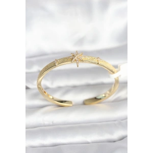 Pirinç Gold Renk Kutup Yıldızı Model Kadın Kelepçe Bileklik