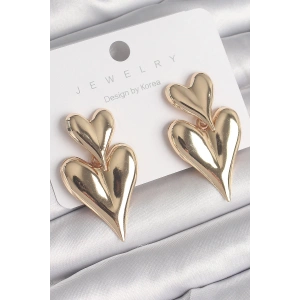 Pirinç Gold Renk Sallantı Kalp Model Kadın Küpe