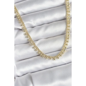 Pirinç Gold Renk Sıralı Topçuk Model Kadın Kolye