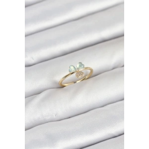 Pirinç Gold Renk Yonca Model Kadın Yüzük