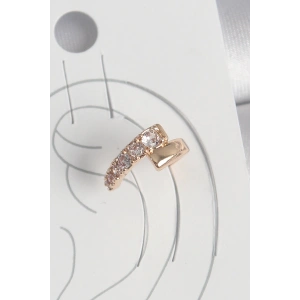 Pirinç Gold Renk Zirkon Taşlı Kadın Kıkırdak Küpe