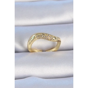 Pirinç Gold Renk Zirkon Taşlı Kadın Yüzük