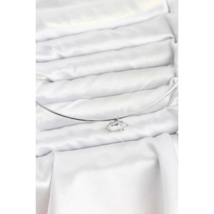 Pirinç Gümüş Renk Choker Model Zirkon Taşlı Kadın Kolye