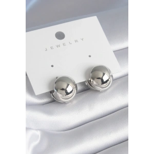 Pirinç Gümüş Renk Top Model Kadın Küpe