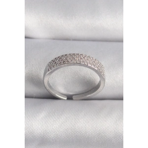 Pirinç Gümüş Renk Zirkon Taşlı VIP Seri Kadın Yüzük